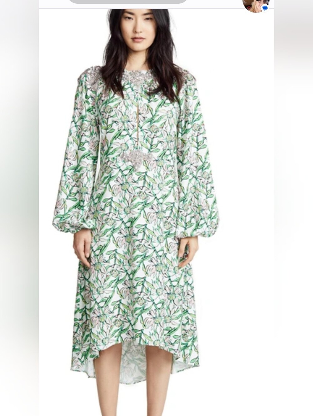 Dodo Bar Or Green and White Floral Midi Dress